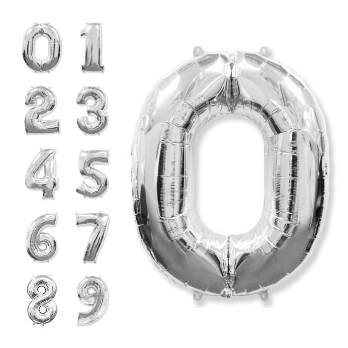 Шар Цифра Серебряная 102 см с гелием 1 шт