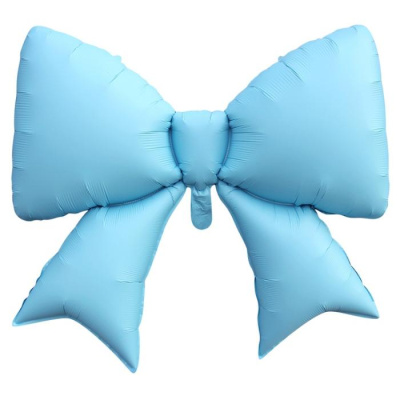 Шар фольга Фигура Бант голубой сатин 99 см (ВЗ)