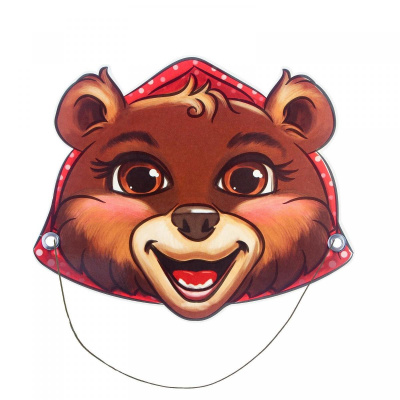 Маска - ободок картон Медведица на резинке 1 шт