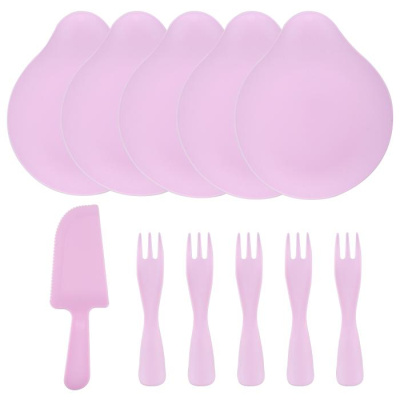 Набор десертный Где тортик розовый 11 шт