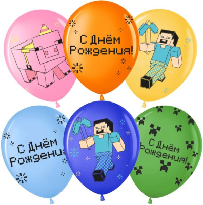 В 12" Пастель ассорти С ДР Пиксельный герой 25 шт В 12" Пастель ассорти С ДР Пиксельный герой 25 шт