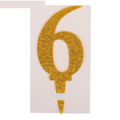 Топпер пластик 6 золото 6,5*16 см 1 шт Топпер пластик 6 золото 6,5*16 см 1 шт