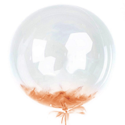 Шар Баблс 50 см с перьями розовое золото 1 шт