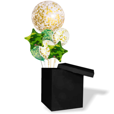 Букет Шары в коробке Камуфляж 7 шт 