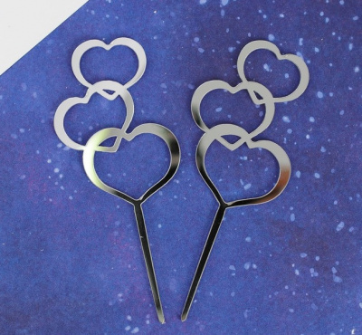 Топпер Сердце серебро 21*16 см 2 шт Топпер Сердце серебро 21*16 см 2 шт