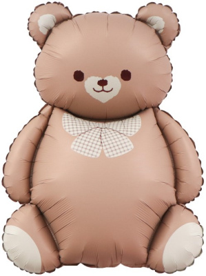 Шар фольга Фигура Мишка с бантом корич сатин (FL) Шар фольга Фигура Мишка с бантом корич сатин (FL)