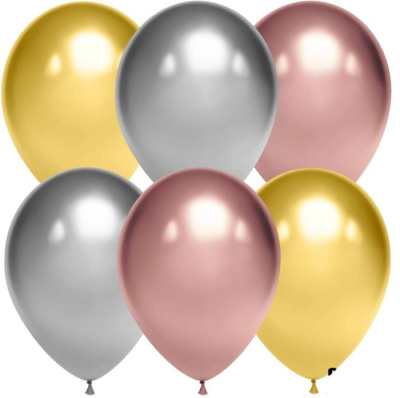 Шар ВП 12"/30см Хром ассорти Делюкс 50 шт