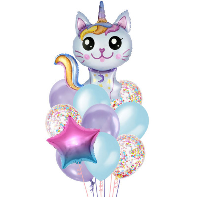 Букет Кот-Единорог голубой 11 шт