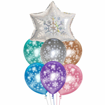 Букет С Новым годом! Снежинки хром 7 шт