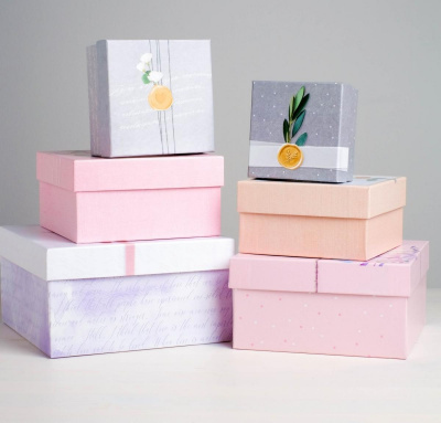 Коробка квадрат Романтика №2 12,2*12,2*7 см рис микс 1 шт