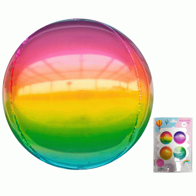 Шар фольга без рисунка Сфера 22" Радужная 3D (Fl)