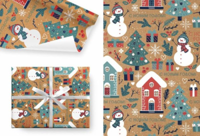 Бумага глянцевая Снеговик 100*70 см 1 шт  