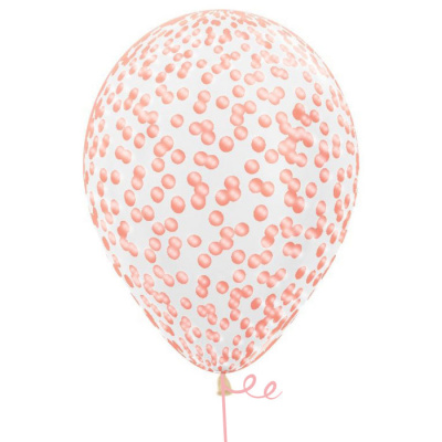 Букет Шары кристалл с конфетти круги глянец розовое золото 35 см 