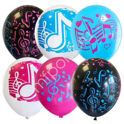 Шар М 12" Пастель ассорти Ноты 25 шт