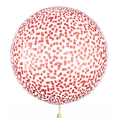 Шар Баблс 50 см с конфетти квадратики глянец красные 