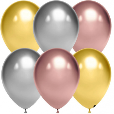 Шар ВП 10"/25см Хром ассорти Делюкс 50 шт