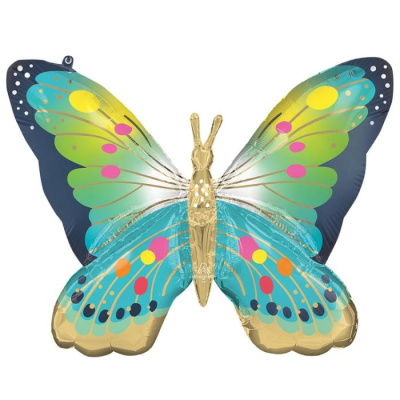 Шар фольга Фигура Бабочка голубая сатин (AN)G36