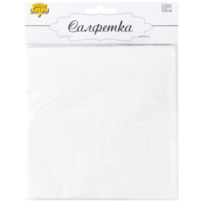 Салфетка Веселая Затея Белые 33 см 12 шт