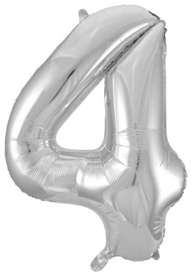 Шар Цифра 4 серебро 102 см