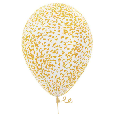 Букет Шары кристалл с конфетти стружка золото 35 см 