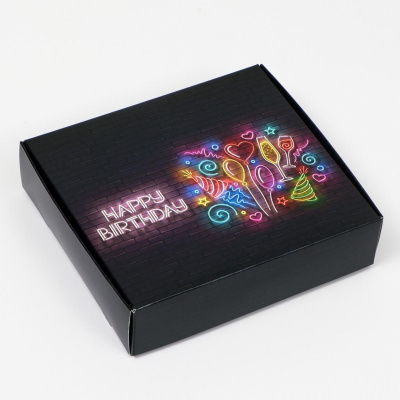 Коробка складная С ДР неон 20*18*5 см 1 шт