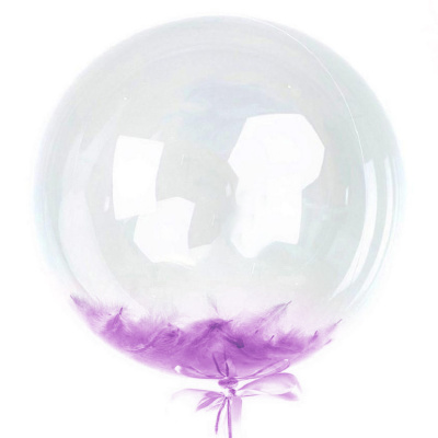 Шар Баблс 50 см с перьями светло-фиолетовые 1 шт