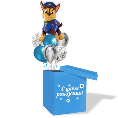 Букет Шары в коробке Щенячий Патруль Гончик Чейз 7 шт
