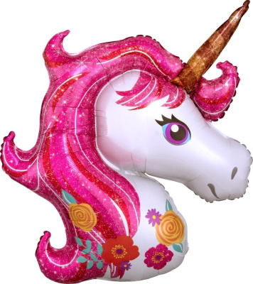 Шар Фигура Мини Голова Единорог цветочный 1 шт Шар Фигура Мини Голова Единорог цветочный 1 шт
