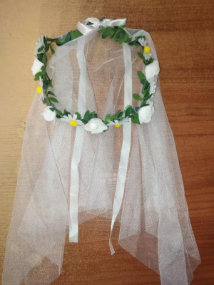 Венок гавайский с фатой Цветы Белый 1 шт Венок гавайский с фатой Цветы Белый 1 шт