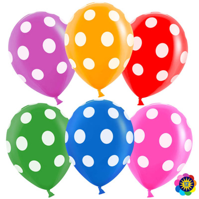 В 12" Пастель ассорти Точки белые 25 шт