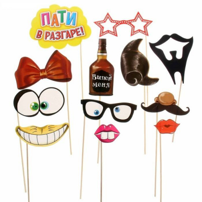 Фотобутафория Крейзи пати 12 предметов 1 шт