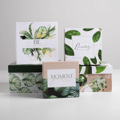 Коробка квадрат Тропики №2 16*16*9 см рис микс 1 шт