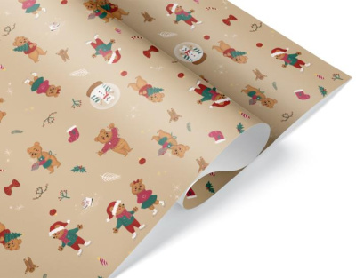 Бумага глянцевая Мишки новогодние 70*100 см 1 шт Бумага глянцевая Мишки новогодние 70*100 см 1 шт