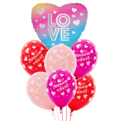 Букет Летящие сердца Love 7 шт 