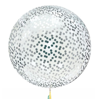 Шар Баблс 50 см с конфетти круги матовый серебро