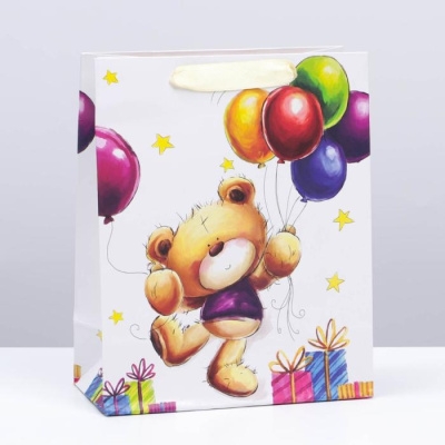 Пакет ламинат Мишка с шариками 20*16*8 см 1 шт