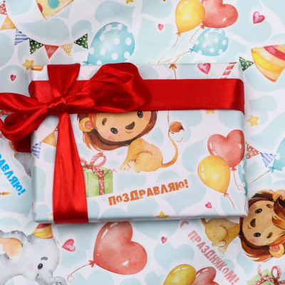 Бумага глянцевая Зверушки 70*100 см 1 шт