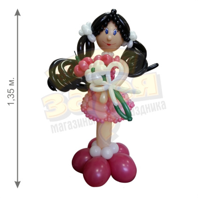 Фигура из шаров Девочка с букетом премиум 1,35 м