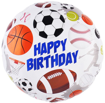 Шар Круг фольга 18" С ДР спортивные мячи (Fl)