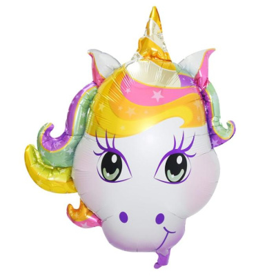 Шар фольга Фигура Голова Единорога (ВЗ)