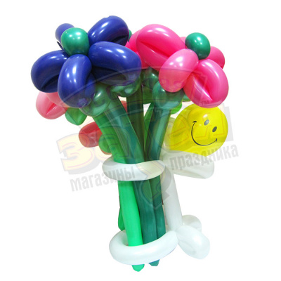 Фигура из шаров Букет 5 ромашек и смайл 0,5 м