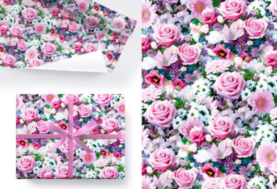 Бумага глянцевая Цветы лиловые 70*100 см 1 шт