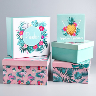 Коробка квадрат Tropical №4 20*20*11 см рис микс 1 шт Коробка квадрат Tropical №4 20*20*11 см рис микс 1 шт