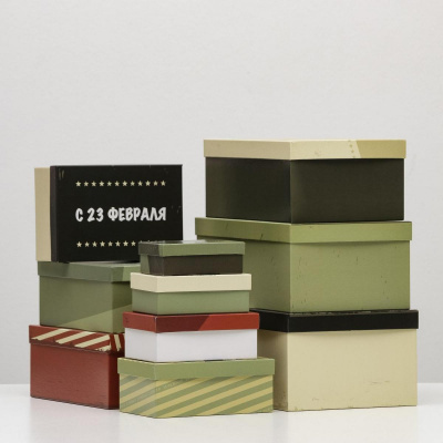 Коробка прямоуг 23 февраля №7 23,5*15,5*10 см рис микс 1 шт