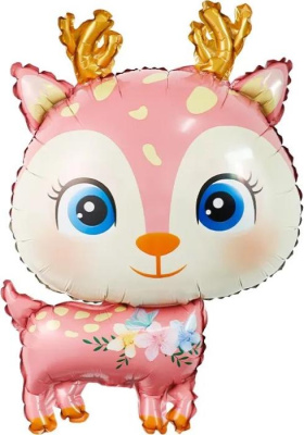 К Шар фольга Фигура Олененок розовый (под воздух)