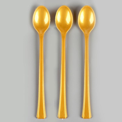 Ложки пластиковые золото 15 см 12 шт  Ложки пластиковые золото 15 см 12 шт