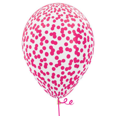 Букет Шары кристалл с конфетти круги матовый фуксия 35 см 