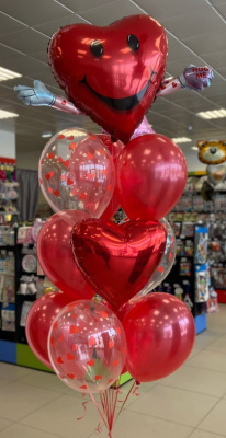 Букет Любовь и объятия! Воздушные сердца 11 шт