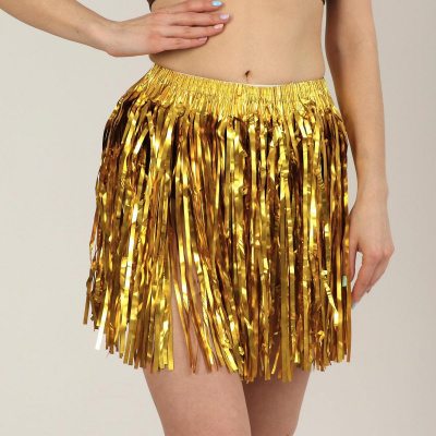 Юбка гавайская на липучке Золото 40 см 1 шт 