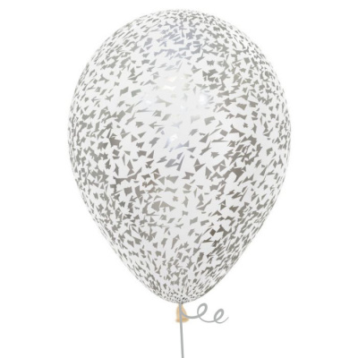Букет Шары кристалл с конфетти стружка серебро 35 см 